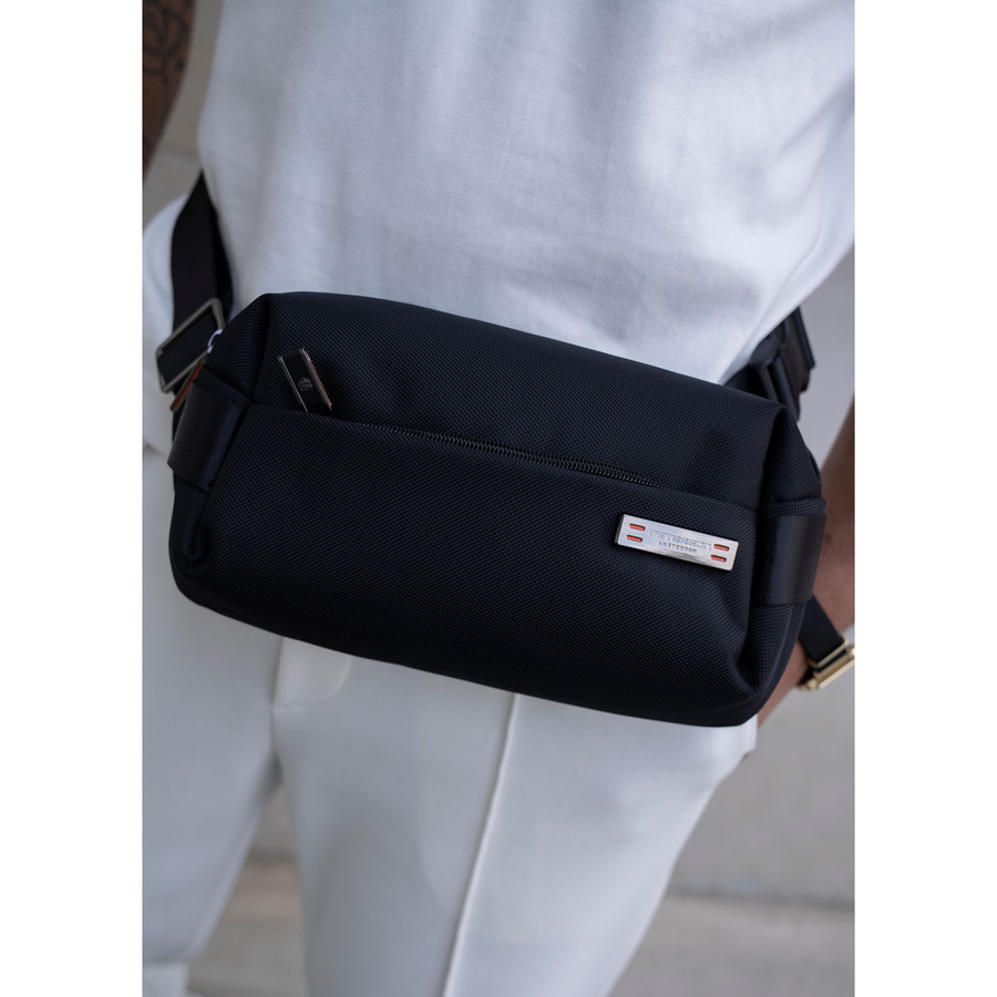 Schwarze Herren-Geldbörse Umhängetasche klein städtische Umhängetasche mit Reißverschluss Bauchtasche Crossbody leicht - Peterson – Bild 19