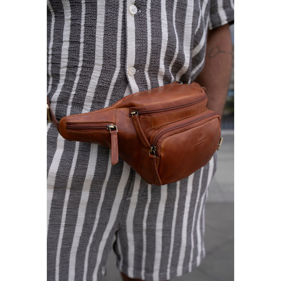 Braune Herren-Ledergürteltasche für Hüfte oder Crossbody modische kleine Tasche - Peterson – Bild 14
