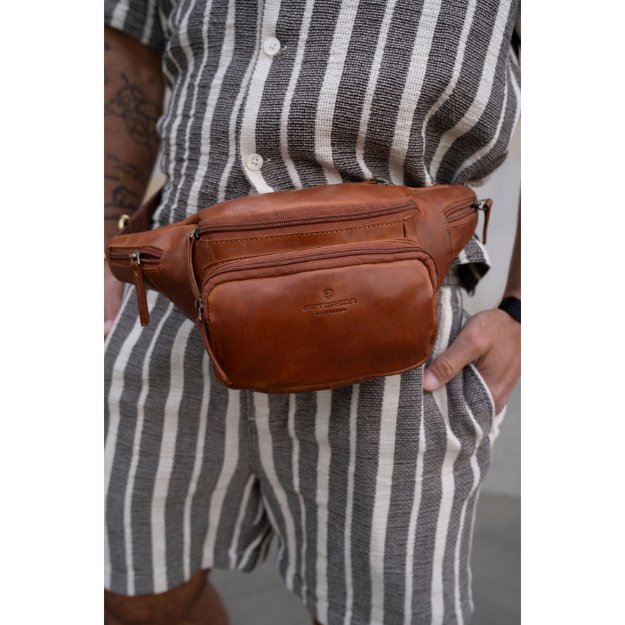Braune Herren-Ledergürteltasche für Hüfte oder Crossbody modische kleine Tasche - Peterson – Bild 15