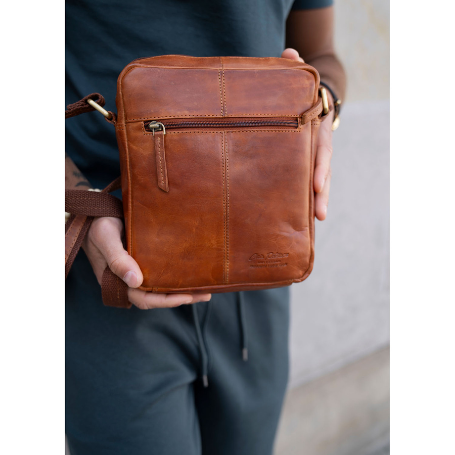 Herren-Umhängetasche aus echtem Leder braune kleine Schultertasche - Peterson – Bild 12