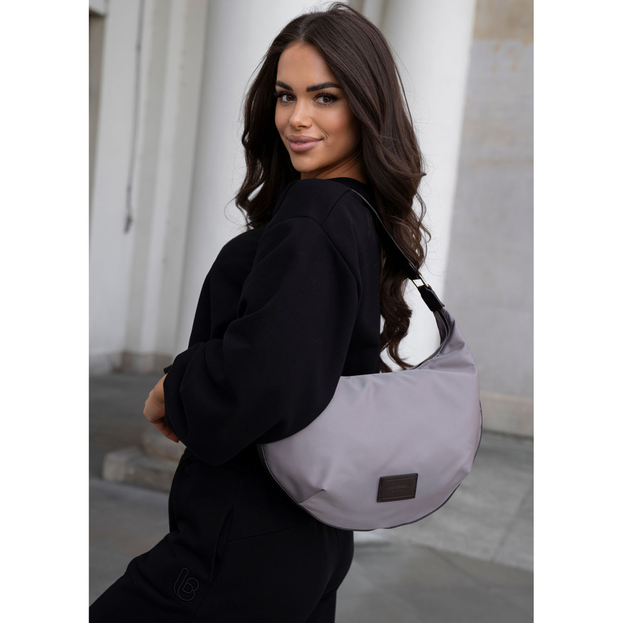Damenhandtasche aus Polyester in dunkelbeiger Farbe mit Reißverschluss - Peterson – Bild 5
