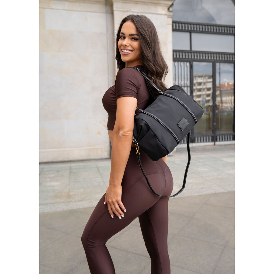 Schwarze Damenhandtasche aus Polyester mit zwei Seitentaschen - Peterson – Bild 5