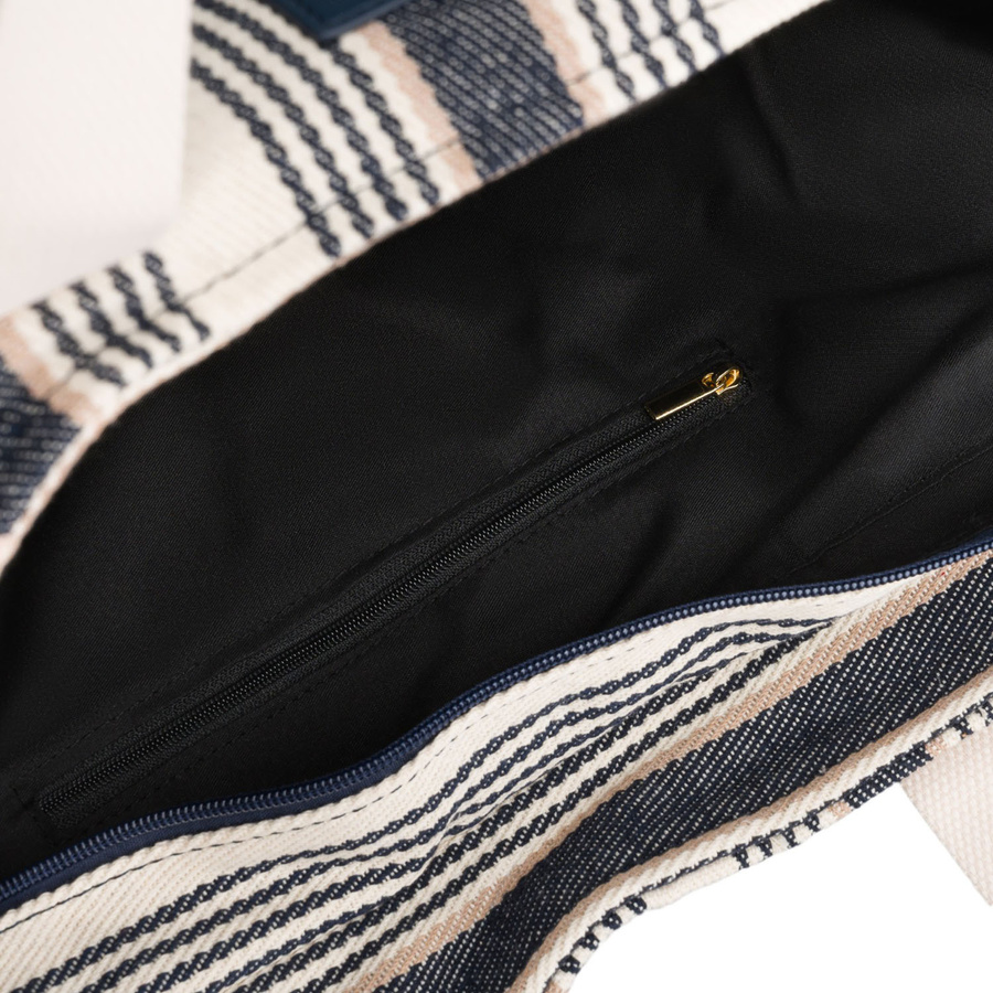 Weiß-navyblaue Damenhandtasche aus Polyester mit modischen Streifen - Peterson – Bild 25