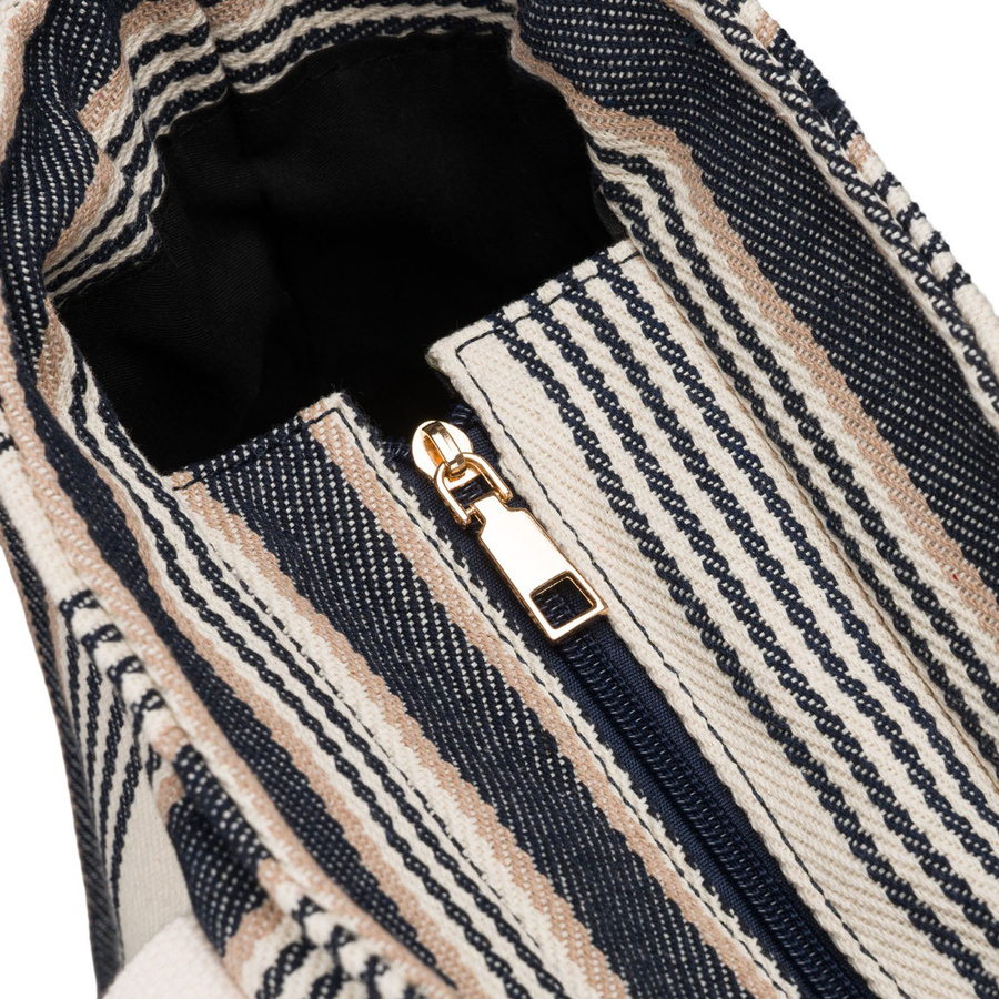 Weiß-navyblaue Damenhandtasche aus Polyester mit modischen Streifen - Peterson – Bild 27