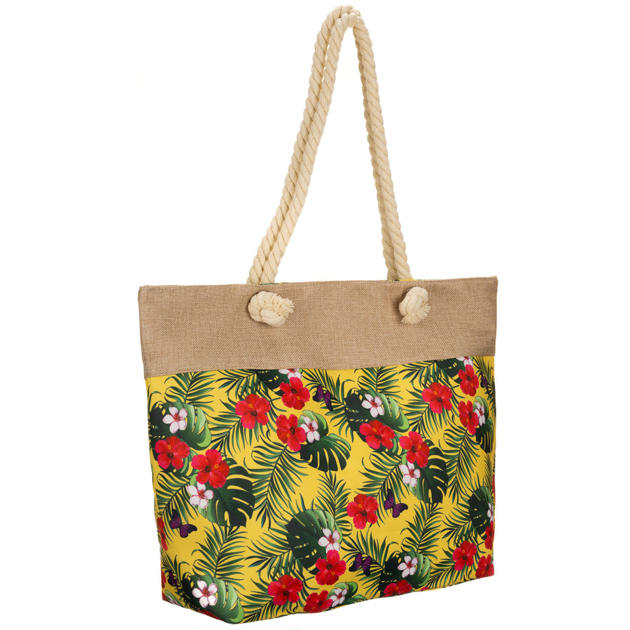 Frühjahrs-sommerliche, geräumige Damenhandtasche mit Blumenmuster – Bild 2