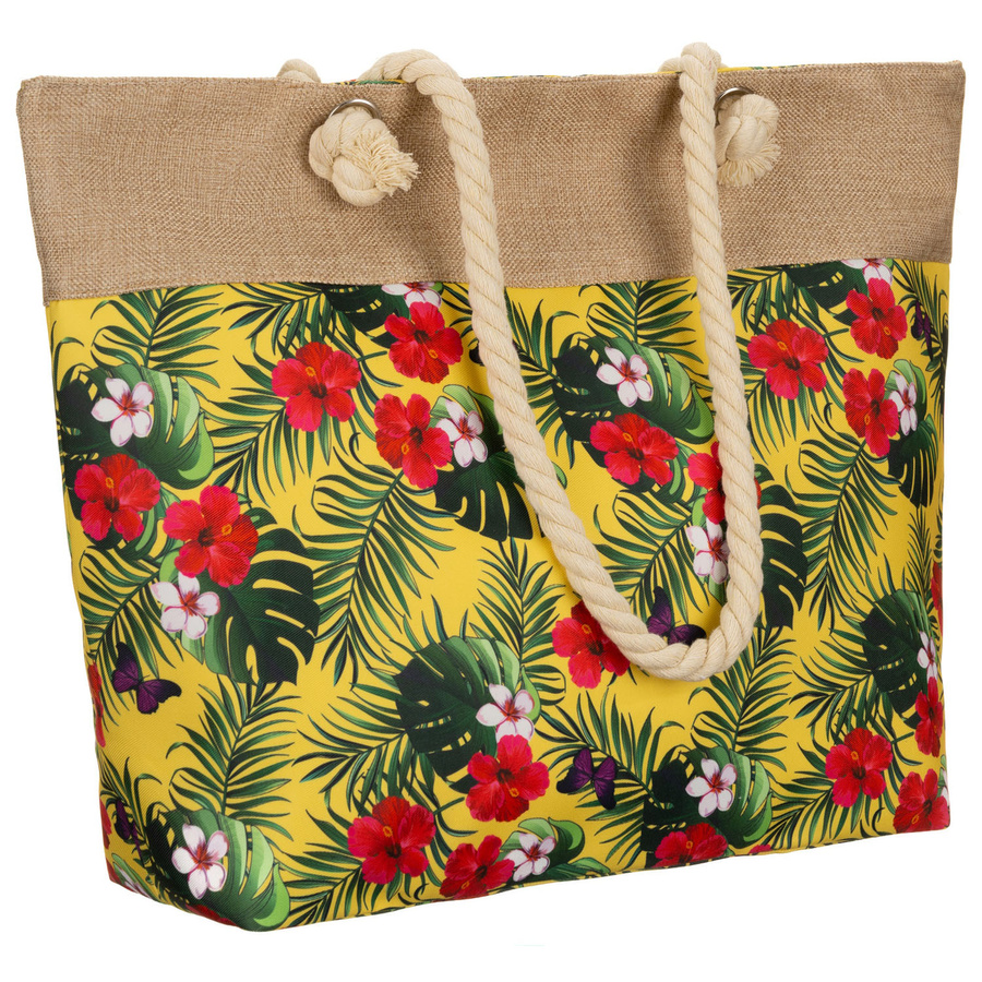 Frühjahrs-sommerliche, geräumige Damenhandtasche mit Blumenmuster