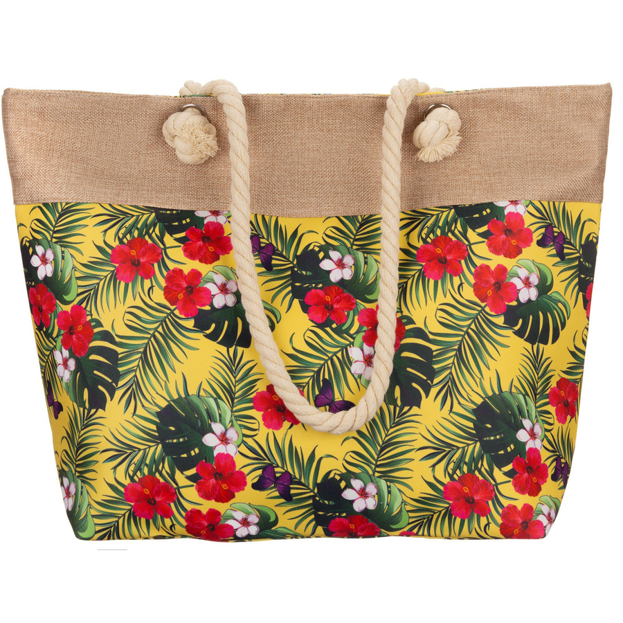 Frühjahrs-sommerliche, geräumige Damenhandtasche mit Blumenmuster – Bild 3