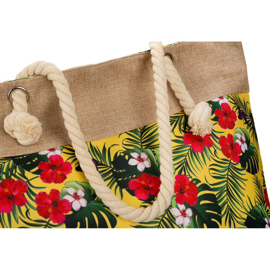 Frühjahrs-sommerliche, geräumige Damenhandtasche mit Blumenmuster – Bild 4