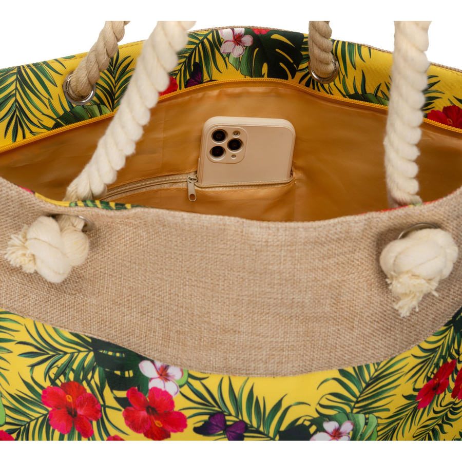 Frühjahrs-sommerliche, geräumige Damenhandtasche mit Blumenmuster – Bild 5
