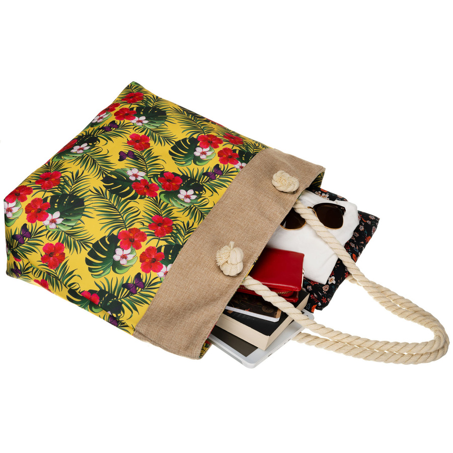 Frühjahrs-sommerliche, geräumige Damenhandtasche mit Blumenmuster – Bild 8