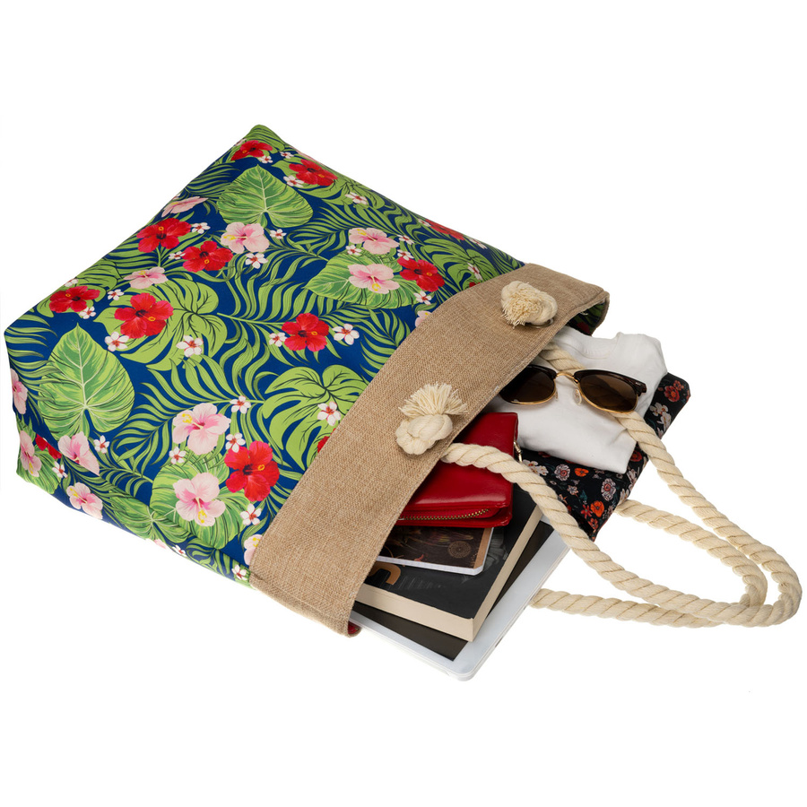 Frühlings- und sommerliche, geräumige Damenhandtasche mit Blumenmuster – Bild 8