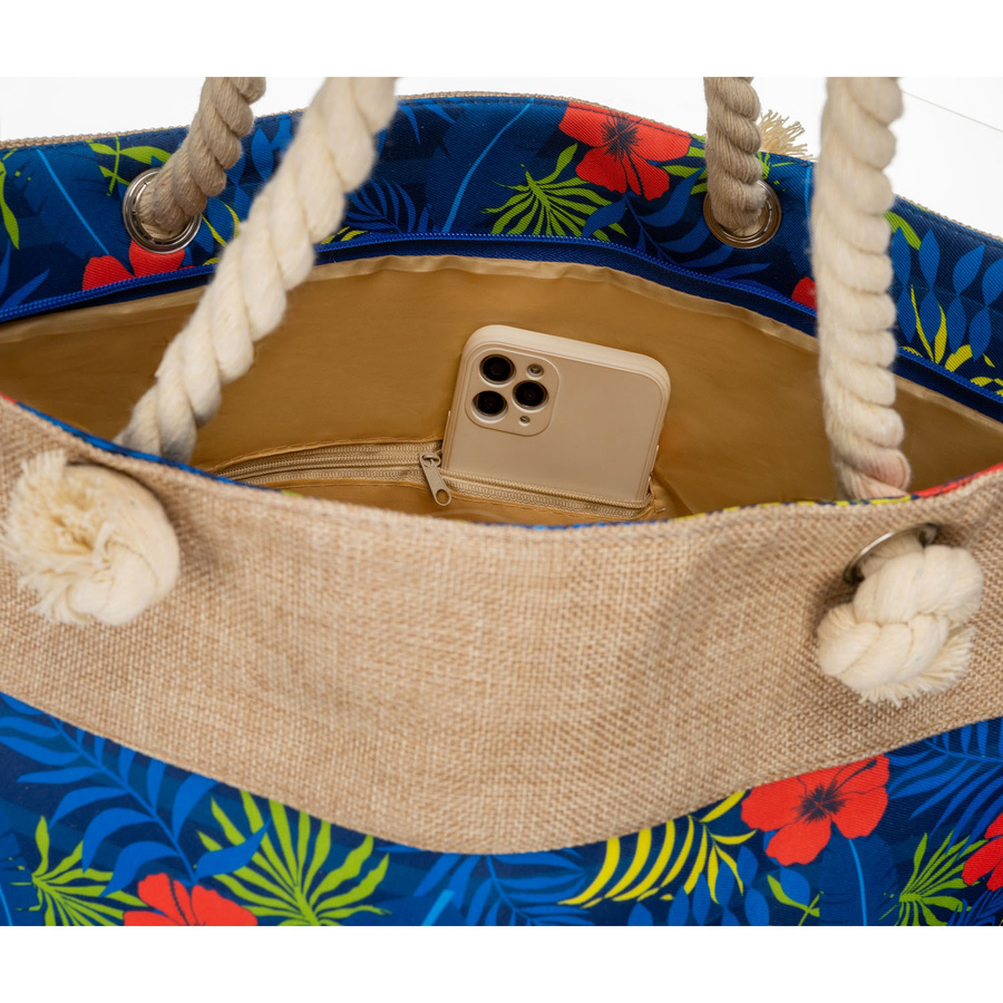 Frühlings- und sommerliche, geräumige Damenhandtasche mit Blumenmuster – Bild 5