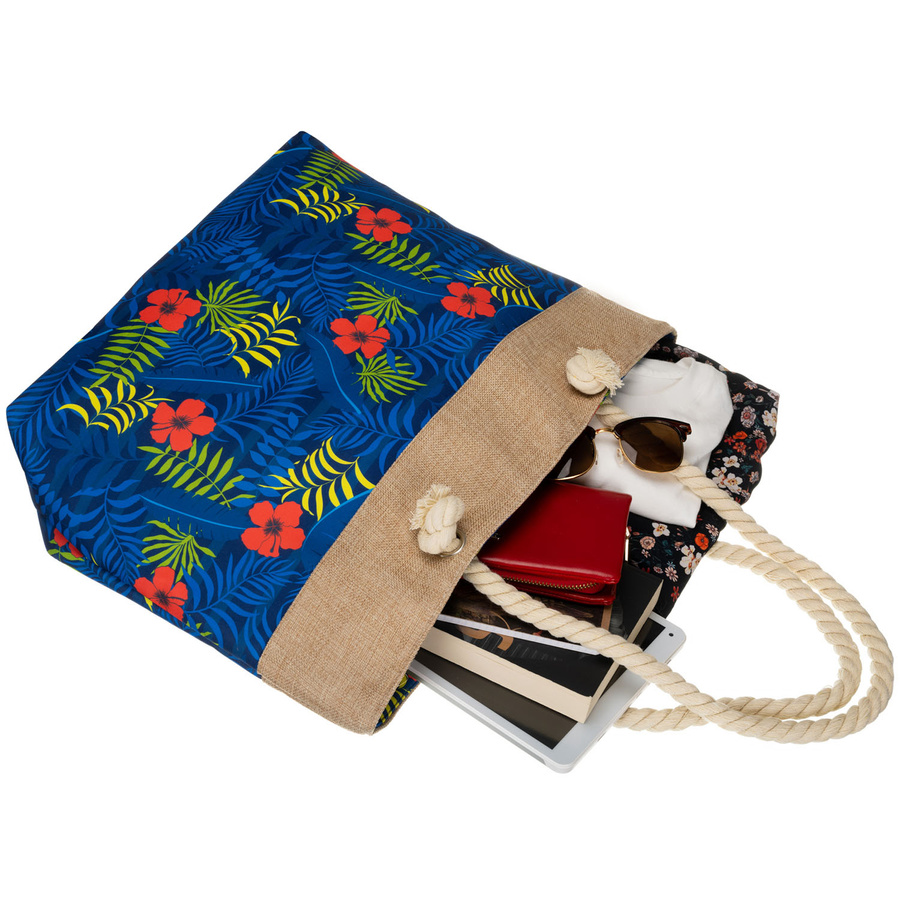 Frühlings- und sommerliche, geräumige Damenhandtasche mit Blumenmuster – Bild 9