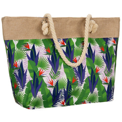 Große Damenhandtasche mit Blumenmuster für den Strand, mit Reißverschluss verschließbar