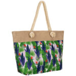 Große Damenhandtasche mit Blumenmuster für den Strand, mit Reißverschluss verschließbar