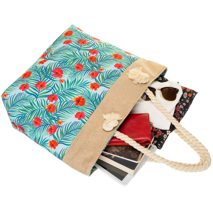 Strandtasche, geräumige Damenhandtasche mit Blumenmuster – Bild 8