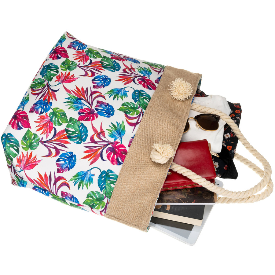Strandtasche, geräumige Damenhandtasche mit Blumenmuster – Bild 8