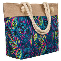 Frühjahrs-sommerliche, gemusterte Damenhandtasche mit Reißverschluss, an bequemen Griffen hängend
