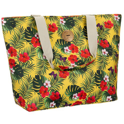 Große Damenhandtasche im Blumenmuster, mit Reißverschluss verschließbar