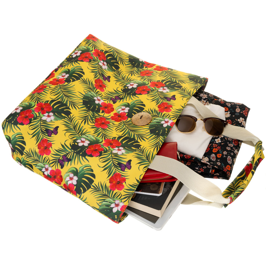 Große Damenhandtasche im Blumenmuster, mit Reißverschluss verschließbar – Bild 9