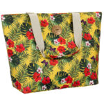 Große Damenhandtasche im Blumenmuster, mit Reißverschluss verschließbar