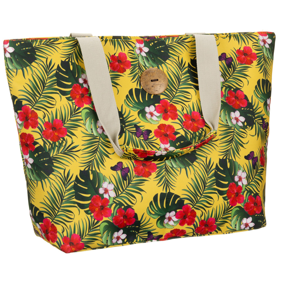 Große Damenhandtasche im Blumenmuster, mit Reißverschluss verschließbar