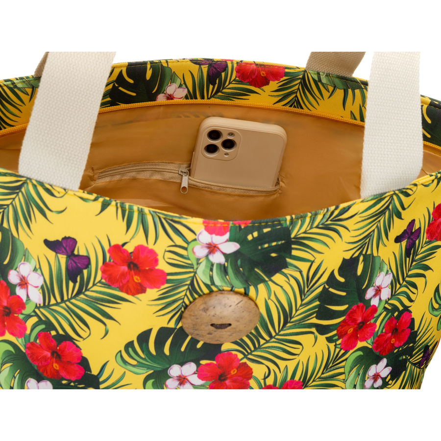 Große Damenhandtasche im Blumenmuster, mit Reißverschluss verschließbar – Bild 6