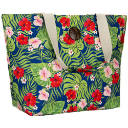 Große, geräumige Damenhandtasche mit Blumenmuster, an bequemen Griffen hängend – Bild 11