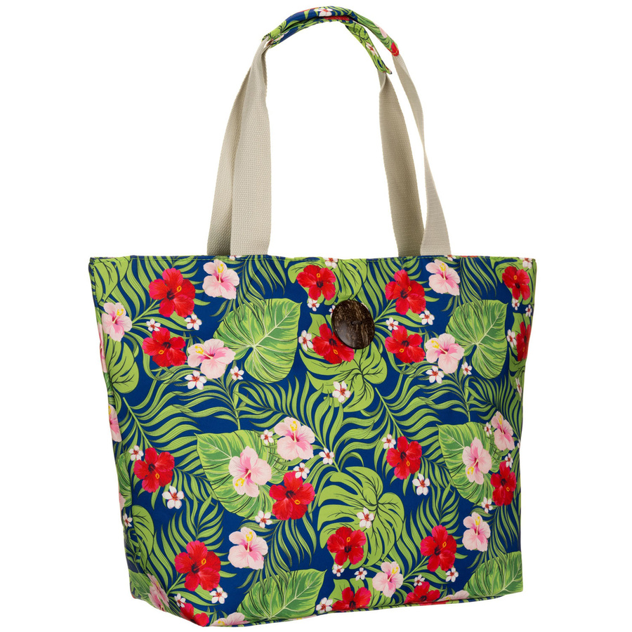 Große, geräumige Damenhandtasche mit Blumenmuster, an bequemen Griffen hängend – Bild 2