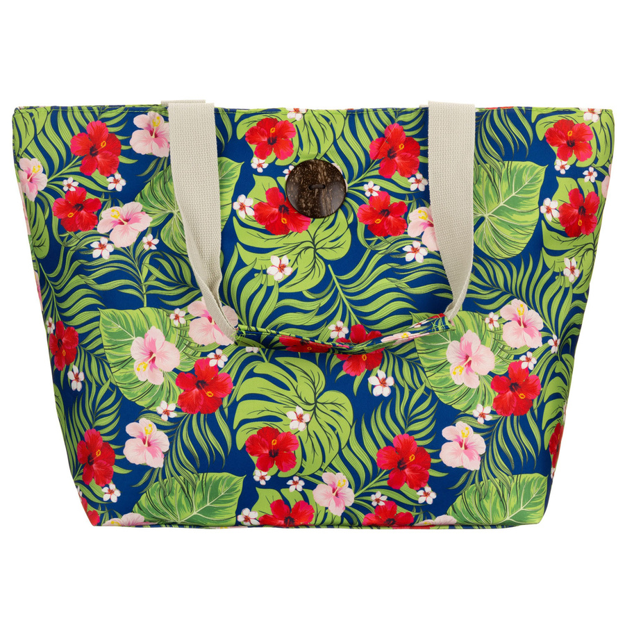 Große, geräumige Damenhandtasche mit Blumenmuster, an bequemen Griffen hängend – Bild 3