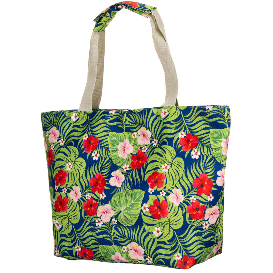 Große, geräumige Damenhandtasche mit Blumenmuster, an bequemen Griffen hängend – Bild 4