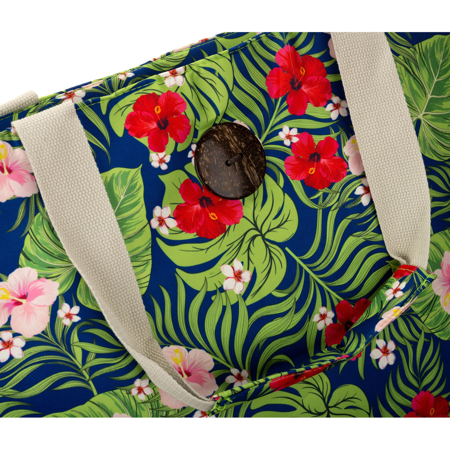 Große, geräumige Damenhandtasche mit Blumenmuster, an bequemen Griffen hängend – Bild 5