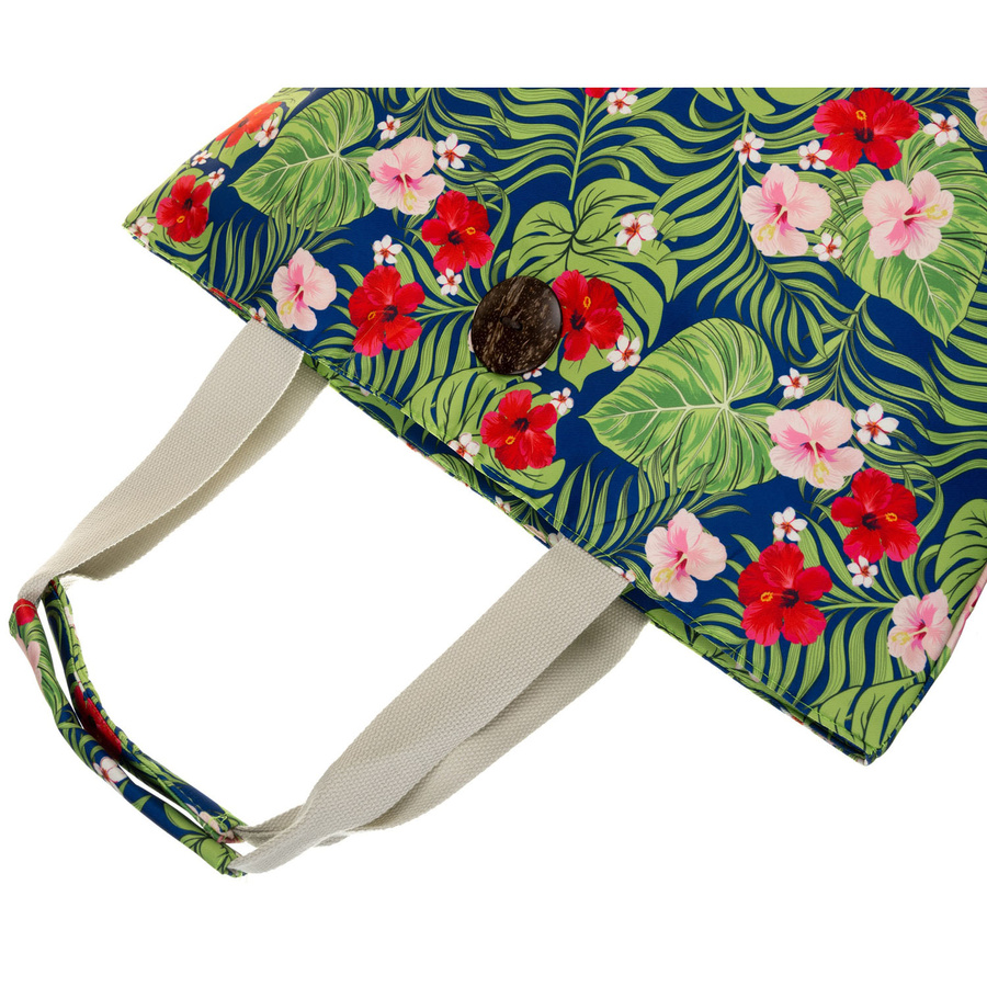 Große, geräumige Damenhandtasche mit Blumenmuster, an bequemen Griffen hängend – Bild 8