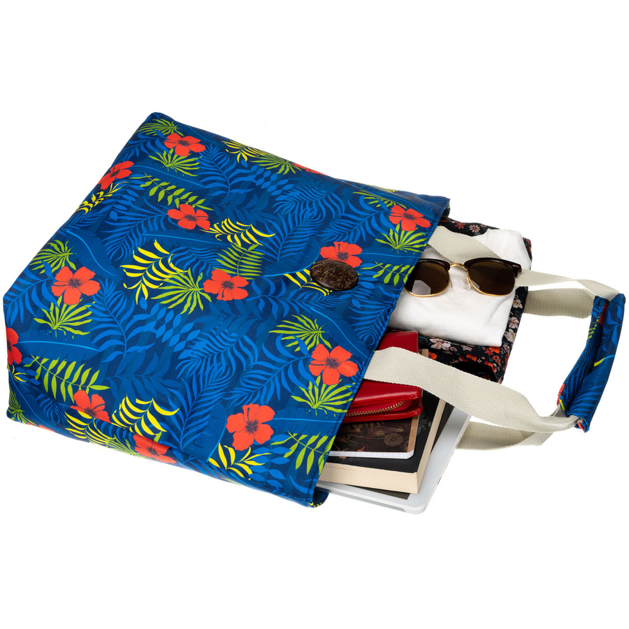 Geräumige Damenhandtasche mit Blumenmuster, an bequemen Griffen hängend – Bild 9