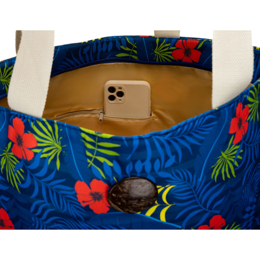 Geräumige Damenhandtasche mit Blumenmuster, an bequemen Griffen hängend – Bild 6