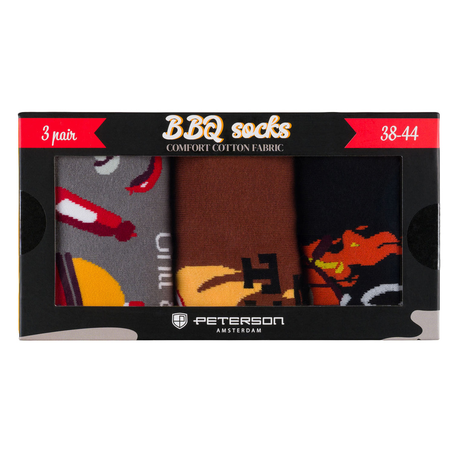 Mehrfarbiges Set von Herrensocken in Größe 38-44 mit Grillmotiv - Peterson – Bild 2