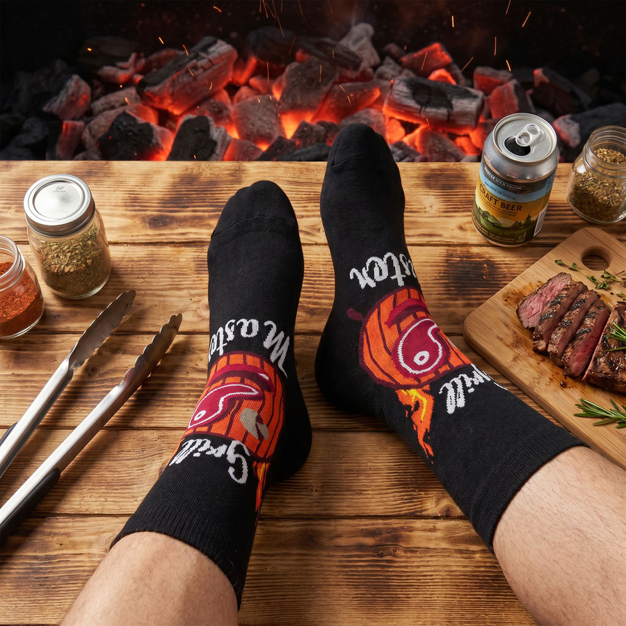 Mehrfarbiges Set von Herrensocken in Größe 38-44 mit Grillmotiv - Peterson – Bild 13