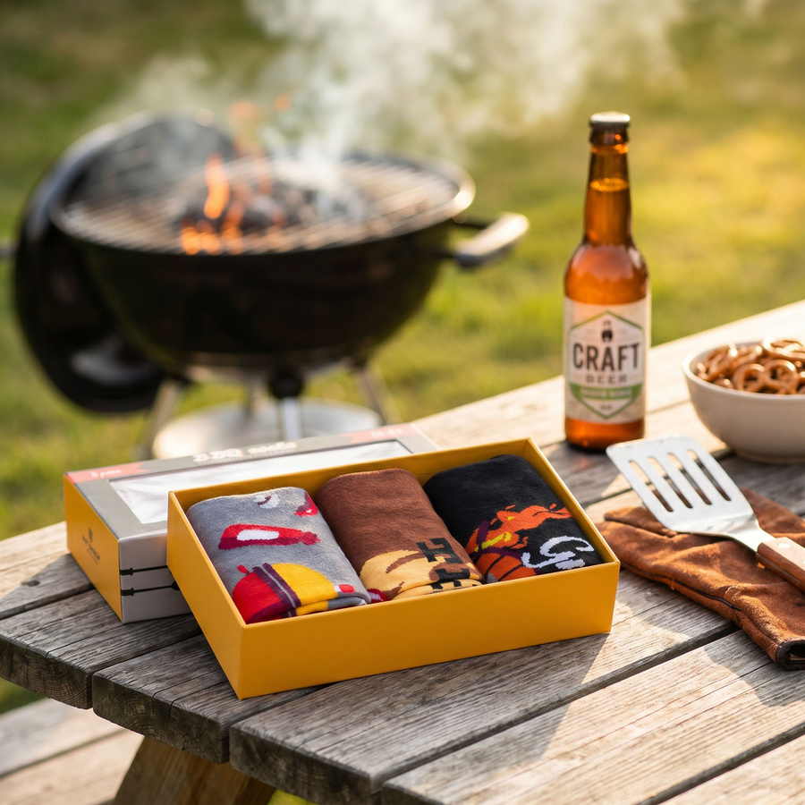 Mehrfarbiges Set von Herrensocken in Größe 38-44 mit Grillmotiv - Peterson – Bild 6