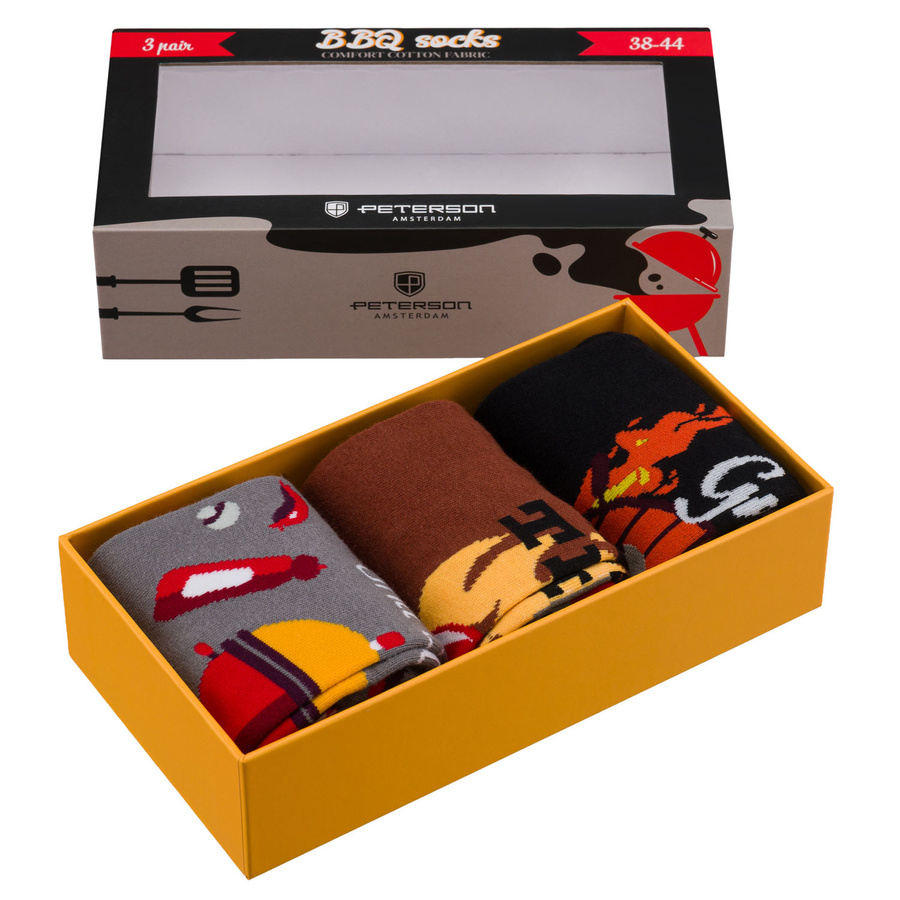 Mehrfarbiges Set von Herrensocken in Größe 38-44 mit Grillmotiv - Peterson – Bild 3