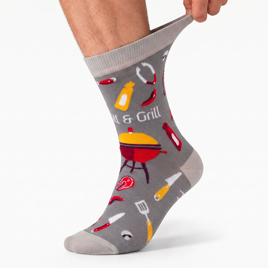 Mehrfarbiges Set von Herrensocken in Größe 38-44 mit Grillmotiv - Peterson – Bild 26