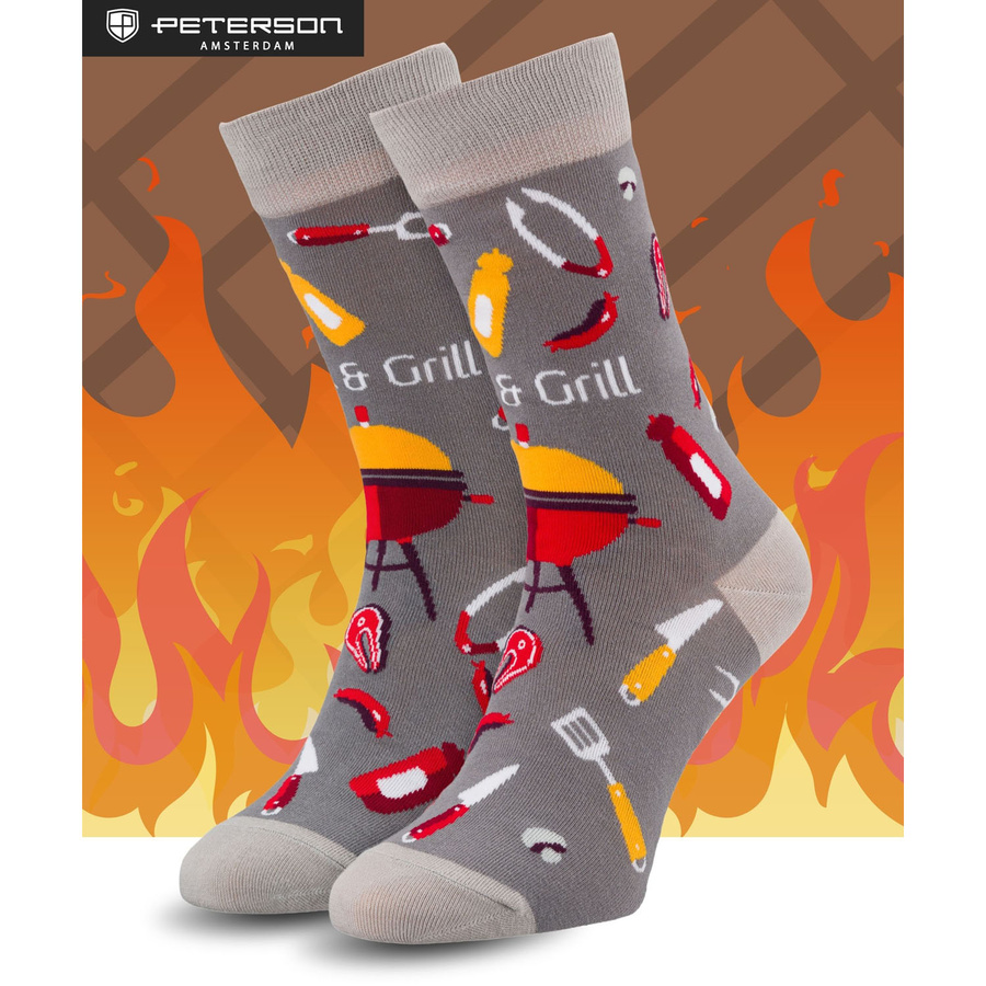 Mehrfarbiges Set von Herrensocken in Größe 38-44 mit Grillmotiv - Peterson – Bild 17