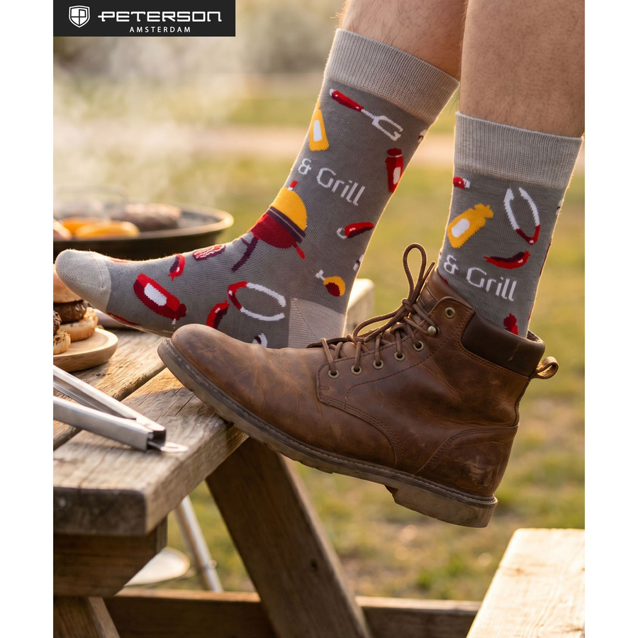 Mehrfarbiges Set von Herrensocken in Größe 38-44 mit Grillmotiv - Peterson – Bild 8