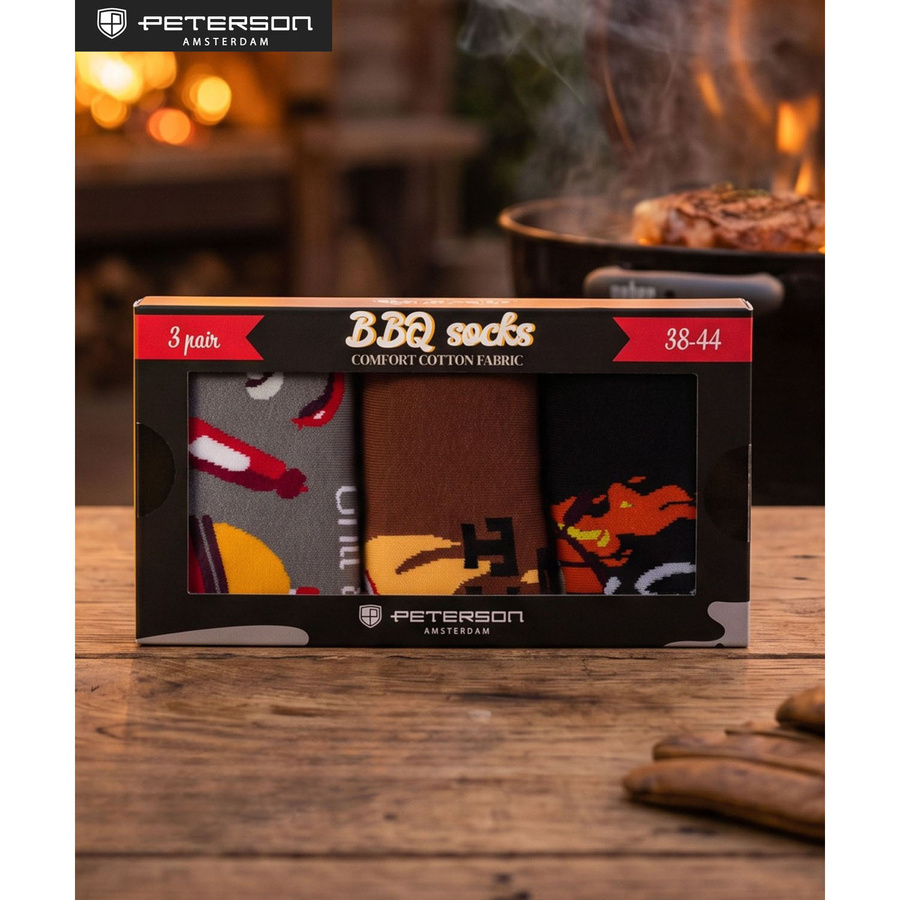 Mehrfarbiges Set von Herrensocken in Größe 38-44 mit Grillmotiv - Peterson – Bild 24
