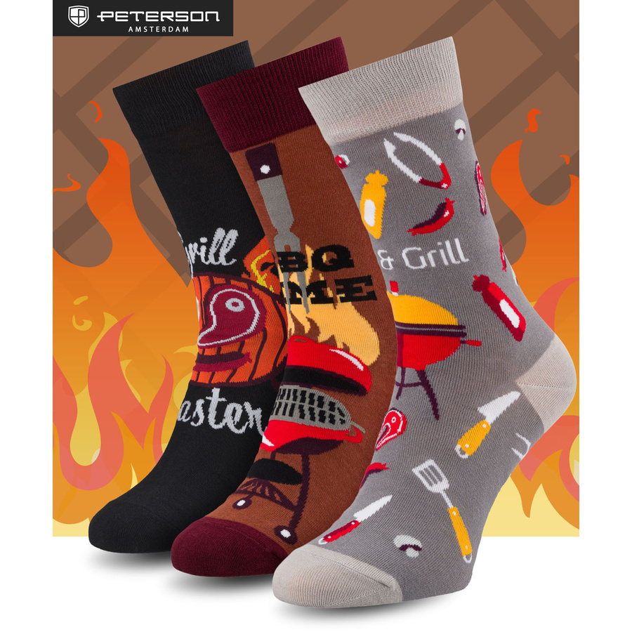 Mehrfarbiges Set von Herrensocken in Größe 38-44 mit Grillmotiv - Peterson – Bild 4