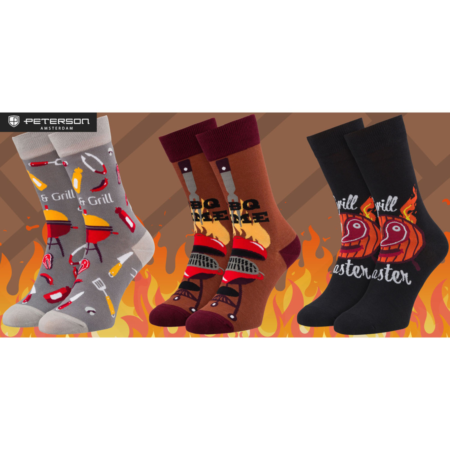 Mehrfarbiges Set von Herrensocken in Größe 38-44 mit Grillmotiv - Peterson – Bild 22