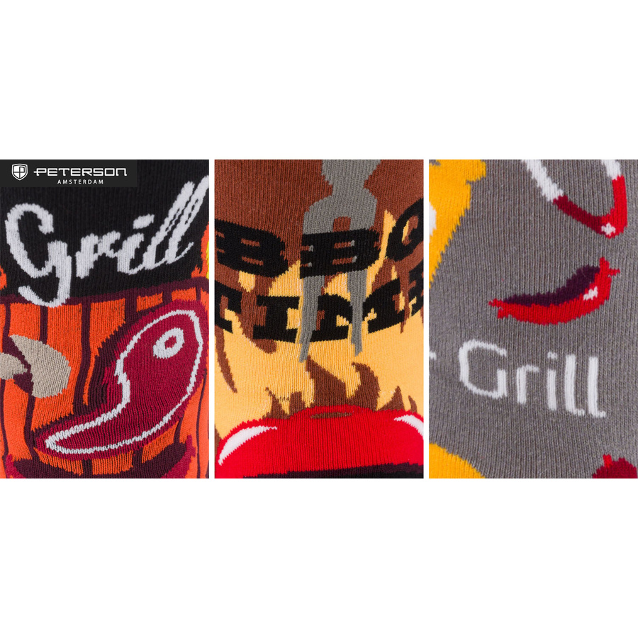 Mehrfarbiges Set von Herrensocken in Größe 38-44 mit Grillmotiv - Peterson – Bild 34