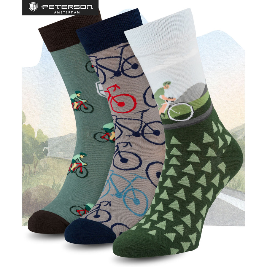 Mehrfarbiges Set von Herrensocken in Größe 38-44, ideal für Radfahrer - Peterson – Bild 9