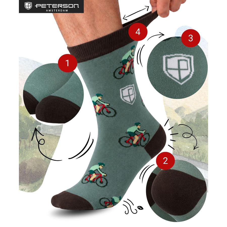 Mehrfarbiges Set von Herrensocken in Größe 38-44, ideal für Radfahrer - Peterson – Bild 20