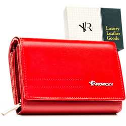 Elegante, rote Damen-Geldbörse aus Echtleder – Rovicky