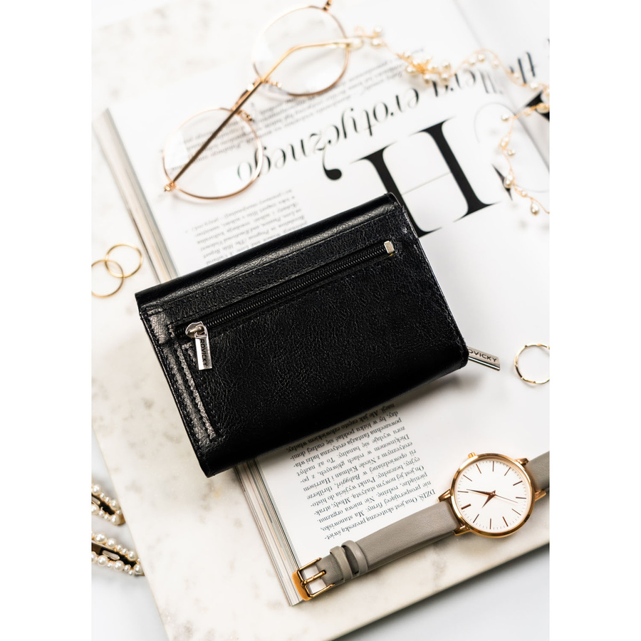 Elegante, schwarze Damen-Geldbörse aus Echtleder - Rovicky – Bild 5